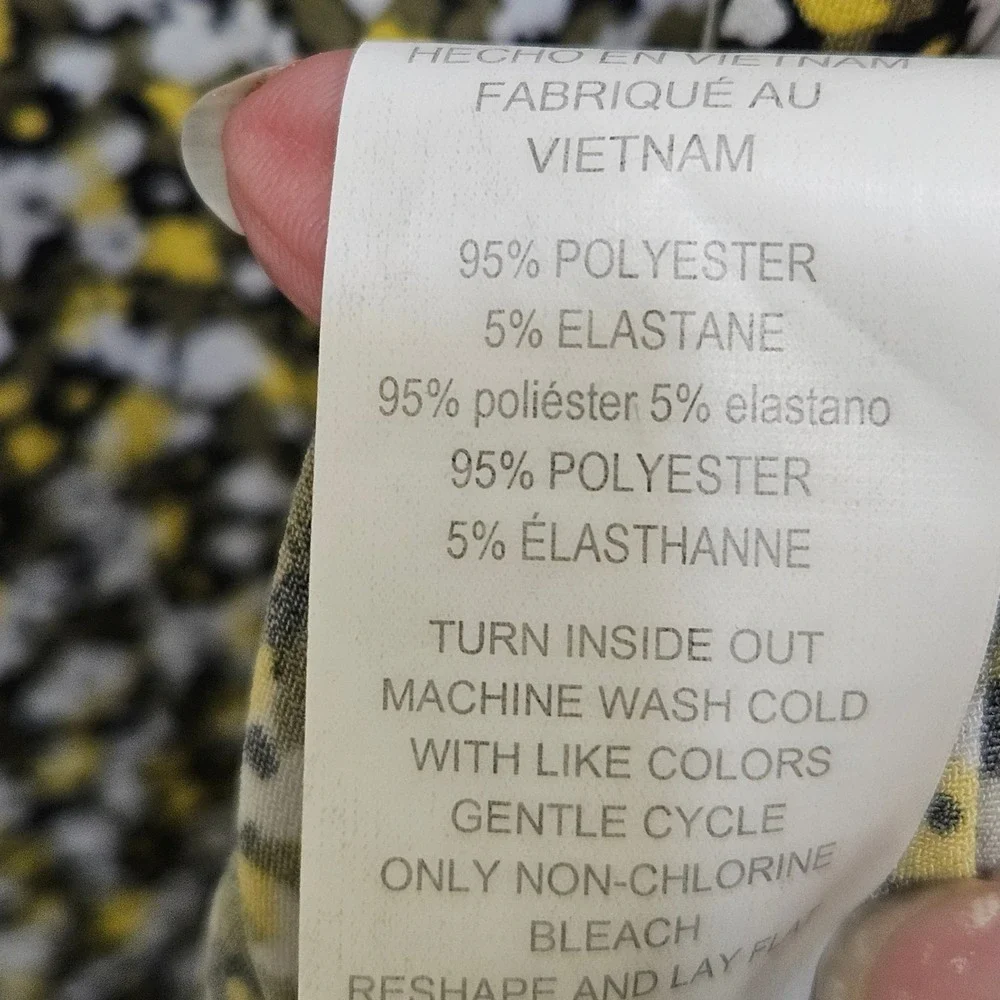 MICHAEL KORS Floral Print Sleeveless Midi Dress Women Large Yellow‎ Black White